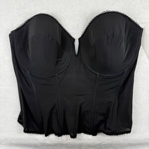 Dominique Black Strapless Longline Corset Bustier Bra 44DD/E NWT 6434